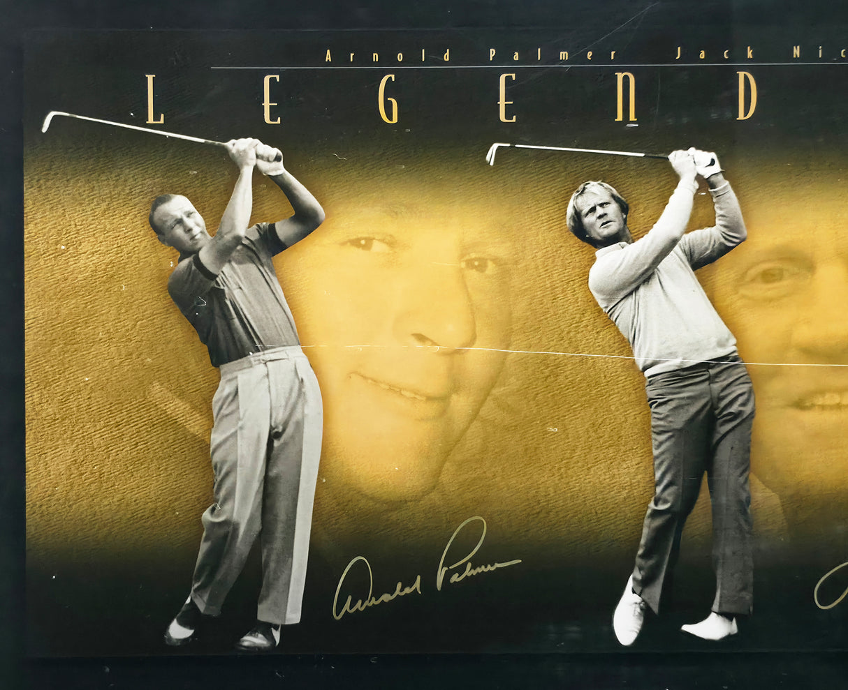 Tiger Woods, Jack Nicklaus & Arnold Palmer Autographed Framed 'Legends of Golf' 12x30 Photo Beckett BAS, PSA/DNA & UDA Holo #BAJ56321