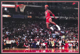 Michael Jordan Autographed Framed Nike Slam Dunk Contest 32x43 Poster Photo Chicago Bulls UDA Holo #SHO30819