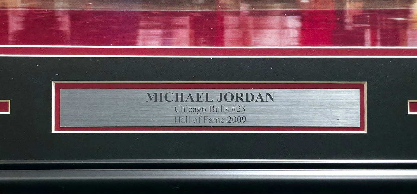 Michael Jordan Autographed Framed Nike Slam Dunk Contest 32x43 Poster Photo Chicago Bulls UDA Holo #SHO30819