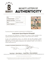 Sandy Koufax Autographed Framed 8x11 Magazine Photo Los Angeles Dodgers Beckett BAS #AE16551