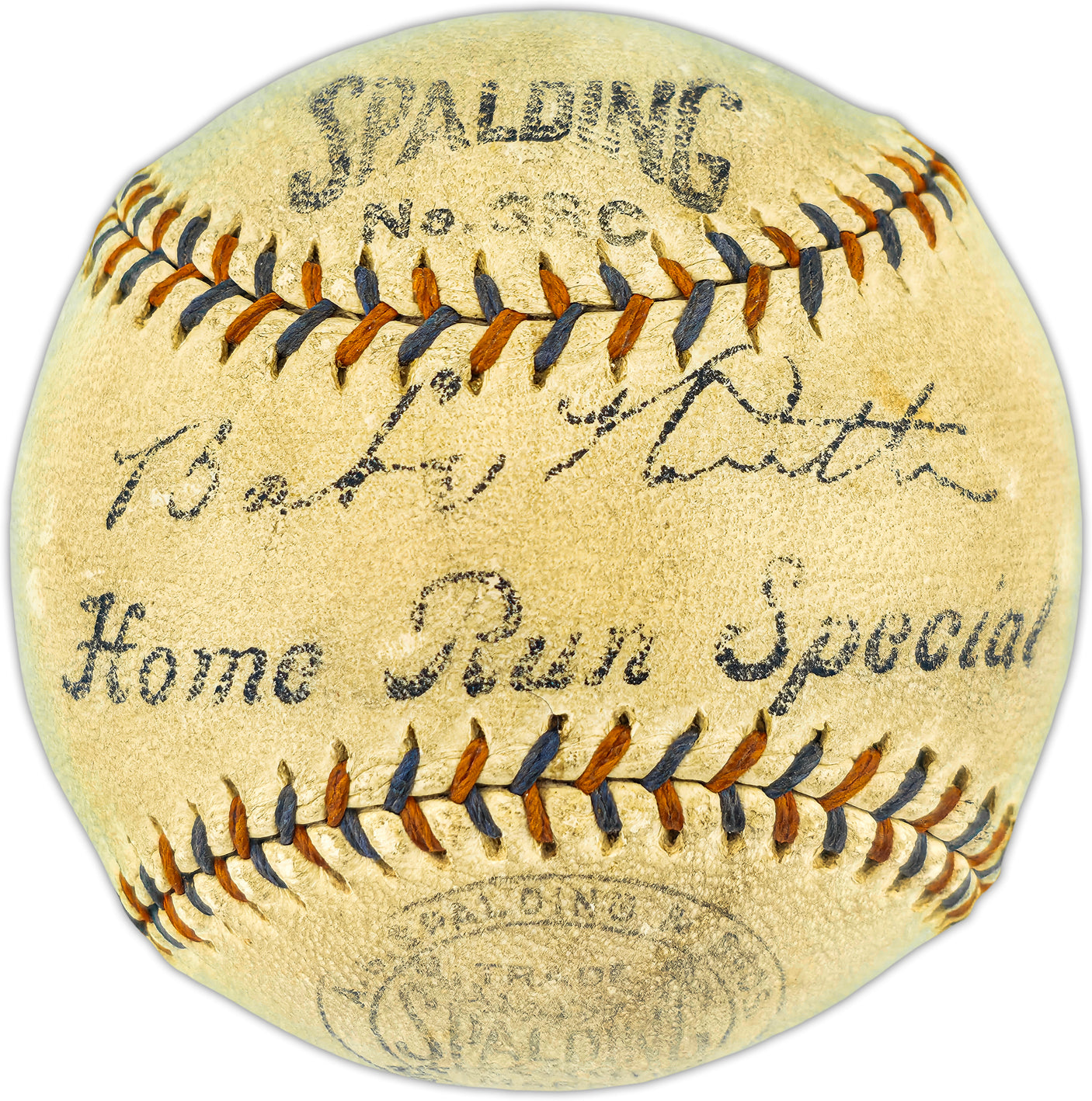 Babe Ruth Autographed Official Spalding Home Run Special Baseball New York Yankees Also Signed By Joe Judge PSA/DNA #AO09337