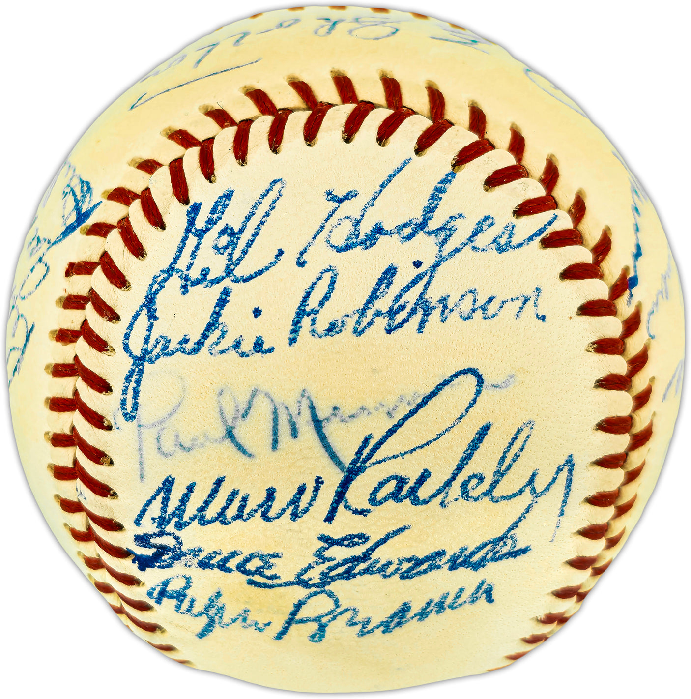 1949 Brooklyn Dodgers Autographed Official Frick NL Baseball PSA 7 Auto Grade 7 "With 23 Signatures Including Jackie Robinson & Roy Campanella" JSA & PSA/DNA #AD07506