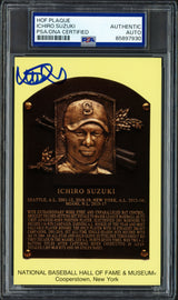 Ichiro Suzuki Autographed Hall of Fame Plaque Postcard Seattle Mariners Hank Arron Stamp PSA/DNA Stock #267885