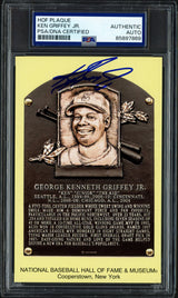 Ken Griffey Jr. Autographed Hall of Fame HOF Plaque Postcard Seattle Mariners PSA/DNA #85897869