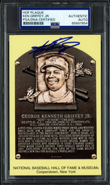 Ken Griffey Jr. Autographed Hall of Fame HOF Plaque Postcard Seattle Mariners PSA/DNA #85897854