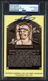 Ken Griffey Jr. Autographed Hall of Fame HOF Plaque Postcard Seattle Mariners PSA/DNA #85897876