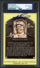 Ken Griffey Jr. Autographed Hall of Fame HOF Plaque Postcard Seattle Mariners PSA/DNA #85897871