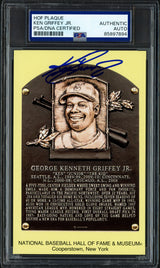 Ken Griffey Jr. Autographed Hall of Fame HOF Plaque Postcard Seattle Mariners PSA/DNA #85897894