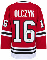 Eddie Olczyk Signed Red Custom Hockey Jersey - (JSA)
