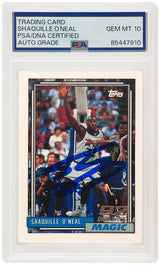 Shaquille O'Neal Signed Magic 1992-93 Topps Basketball Rookie Card #362 - (PSA/DNA / Auto Grade 10)