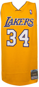 Shaquille O'Neal Signed Los Angeles Lakers Mitchell & Ness Gold NBA Swingman Basketball Jersey