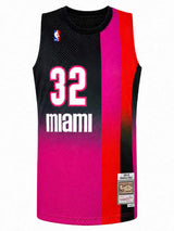 Shaquille O'Neal Signed Miami Heat Pink & Black Fadeaway M&N NBA Swingman Basketball Jersey