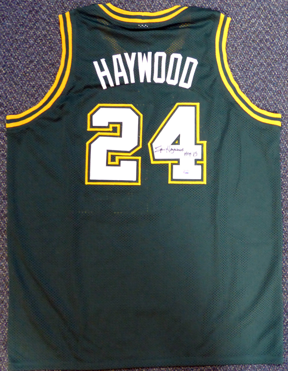 Seattle Sonics Spencer Haywood Autographed Green Jersey "HOF 15" MCS Holo Stock #104224
