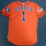 Houston Astros Carlos Correa Autographed Authentic Majestic Orange Jersey Size 48 2015 Postseason Patch MLB Holo Stock #104883