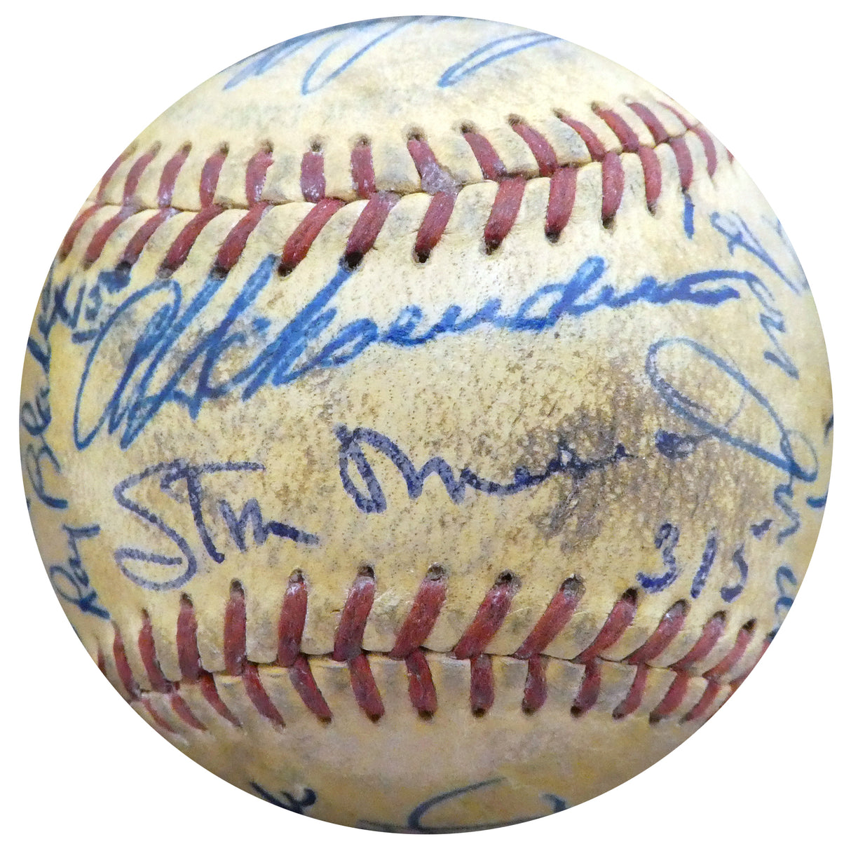 1951 St. Louis Cardinals & Cincinnati Reds Autographed Official Baseball With 23 Total Signatures Including Stan Musial Beckett BAS #A52633