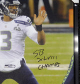 Russell Wilson Autographed Framed 24x30 Canvas Photo Seattle Seahawks "SB XLVIII Champs" Super Bowl RW Holo Stock #107486