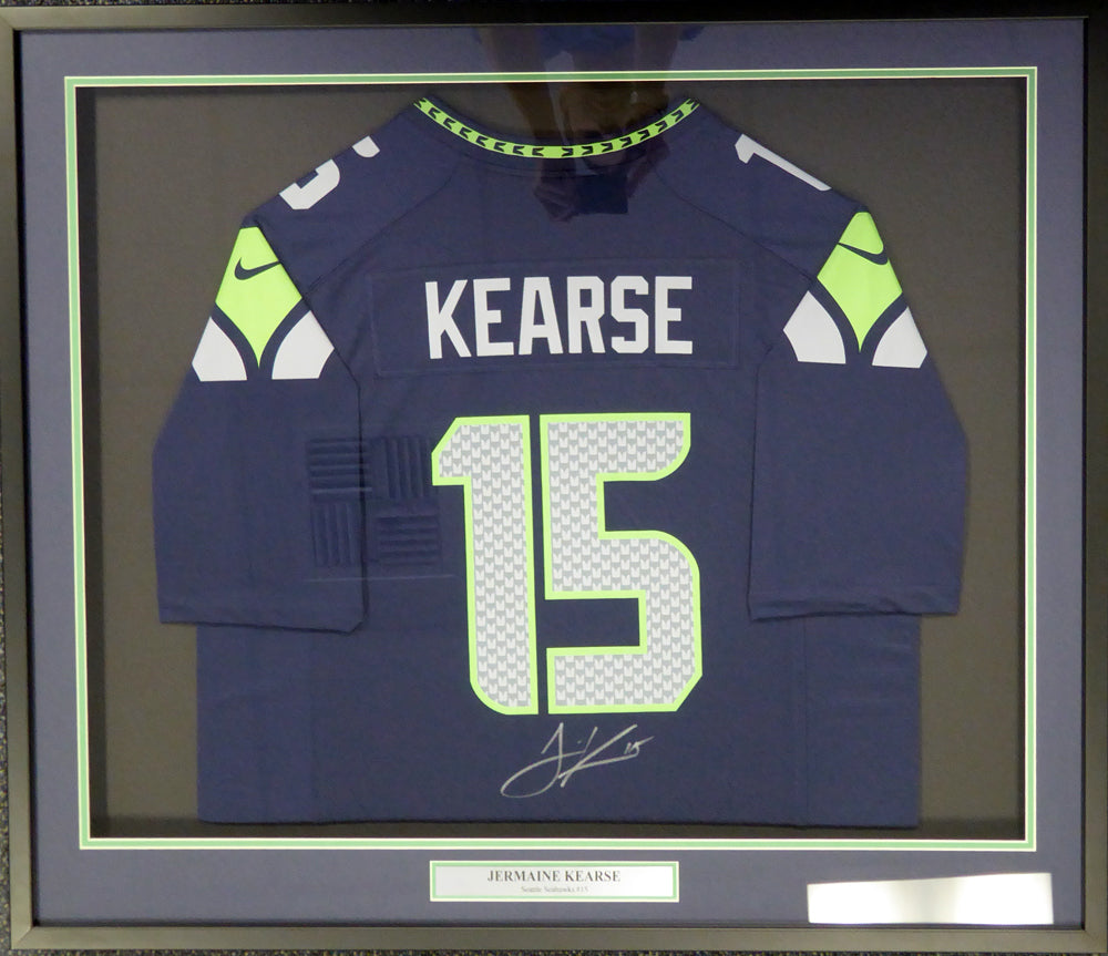 Seattle Seahawks Jermaine Kearse Autographed Framed Blue Nike Jersey MCS Holo Stock #107764