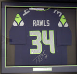Seattle Seahawks Thomas Rawls Autographed Framed Blue Nike Jersey MCS Holo Stock #107763