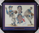Sandy Koufax Autographed Framed 18x24 Lithograph Photo Los Angeles Dodgers Beckett BAS Stock #135266