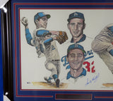 Sandy Koufax Autographed Framed 18x24 Lithograph Photo Los Angeles Dodgers Beckett BAS Stock #135266