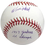 Woodie Held Autographed Official MLB Baseball New York Yankees "1957 AL Champs" Beckett BAS #S75336