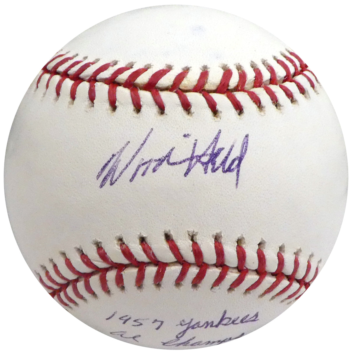 Woodie Held Autographed Official MLB Baseball New York Yankees "1957 AL Champs" Beckett BAS #S75336