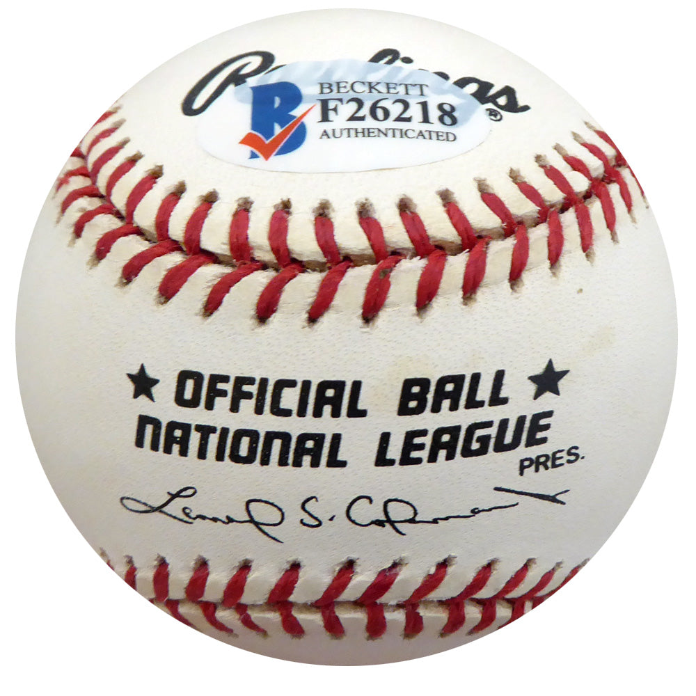 Frenchy Bordagary Autographed Official NL Baseball Brooklyn Dodgers Beckett BAS #F26218