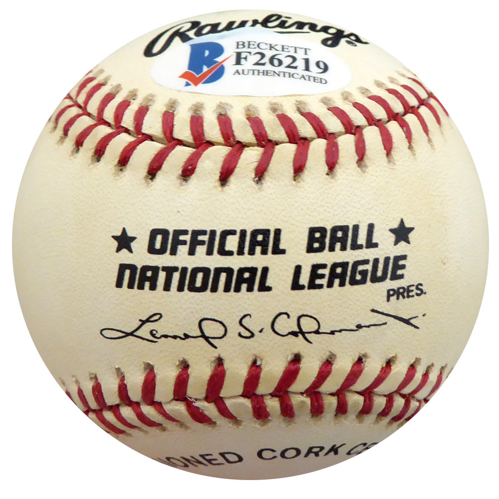 Frenchy Bordagary Autographed Official NL Baseball Brooklyn Dodgers Beckett BAS #F26219