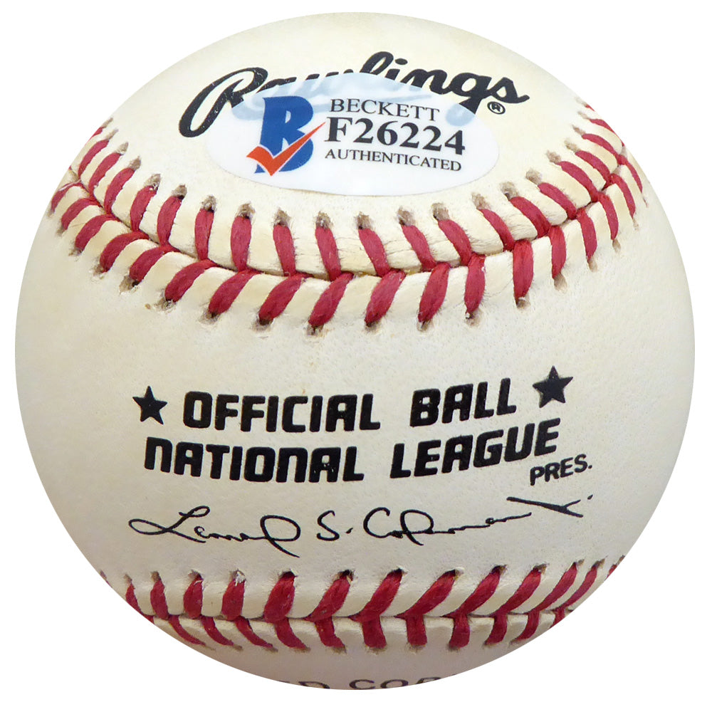 "Frenchy" Bordagary Autographed Official NL Baseball Brooklyn Dodgers Beckett BAS #F26224
