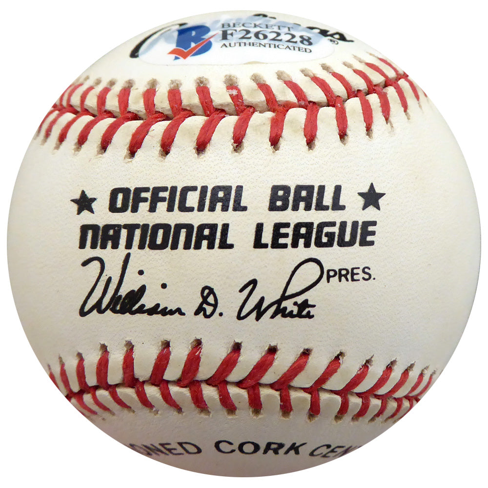Frenchy Bordagary Autographed Official NL Baseball Brooklyn Dodgers Beckett BAS #F26228