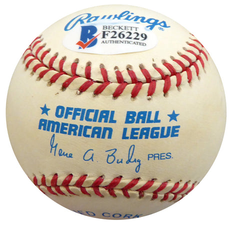 Hank Borowy Autographed Official AL Baseball New York Yankees, Chicago Cubs Beckett BAS #F26229