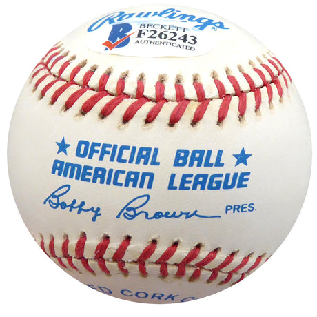 Hank Borowy Autographed Official AL Baseball New York Yankees, Chicago Cubs Beckett BAS #F26243
