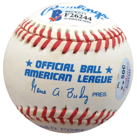 Hank Borowy Autographed Official AL Baseball New York Yankees "N.Y. New York Yankees" Beckett BAS #F26244