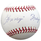 Lonny Frey Autographed Official MLB Baseball Brooklyn Dodgers "To Greg My Best" Beckett BAS #F26645