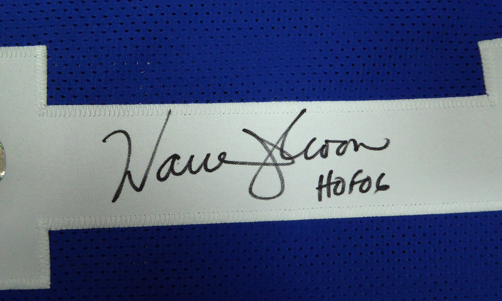Seattle Seahawks Warren Moon Autographed Blue Jersey "HOF 06" MCS Holo Stock #112487
