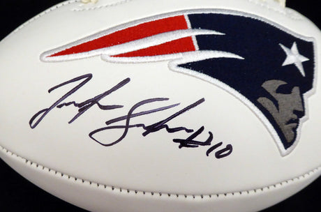 Josh Gordon Autographed New England Patriots White Logo Football Beckett BAS Stock #139560