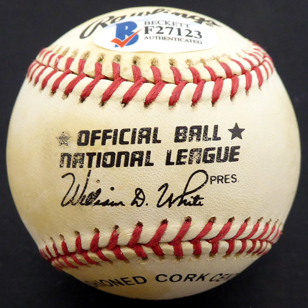 Carmen Mauro Autographed Official NL Baseball Brooklyn Dodgers Beckett BAS #F27123