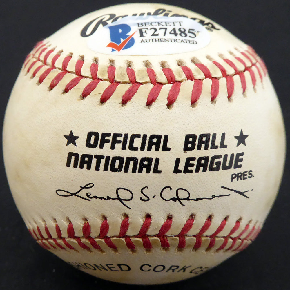 Roy Smalley Sr. Autographed Official NL Baseball Milwaukee Braves, Chicago Cubs Beckett BAS #F27485