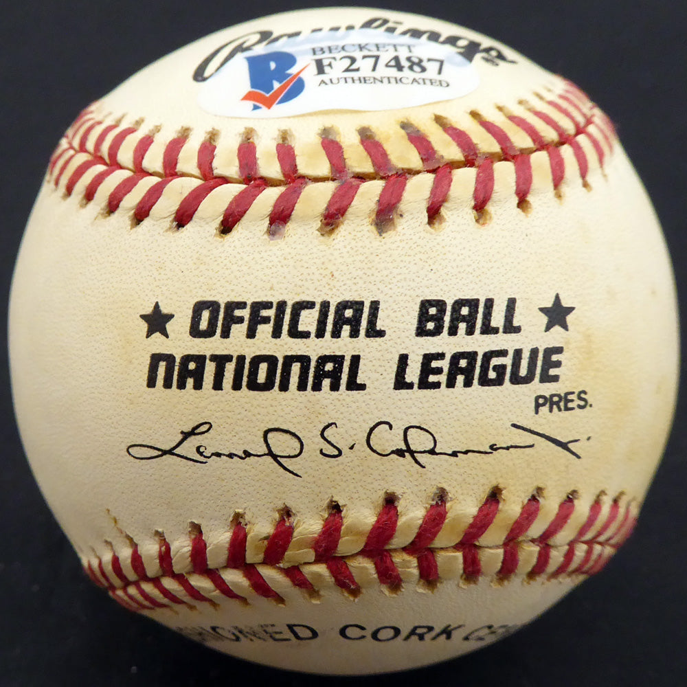 Roy Smalley Sr. Autographed Official NL Baseball Milwaukee Braves, Chicago Cubs Beckett BAS #F27487