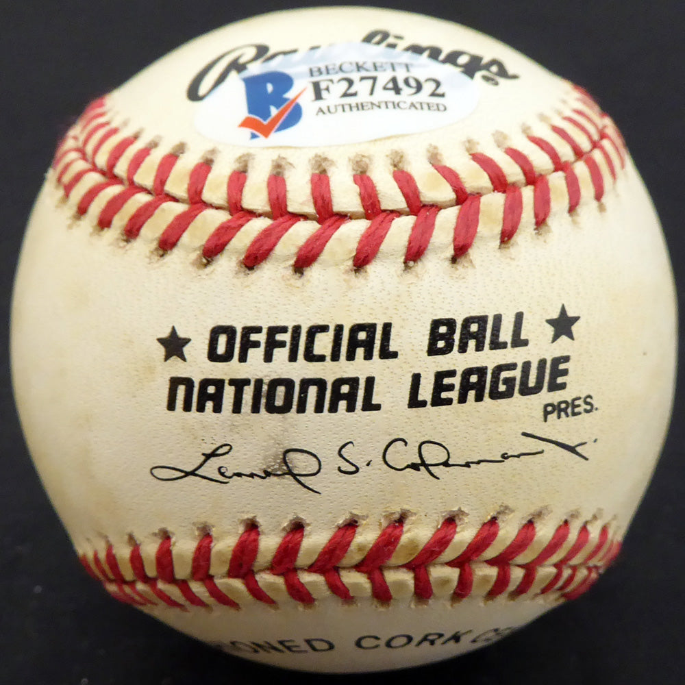 Roy Smalley Sr. Autographed Official NL Baseball Milwaukee Braves, Chicago Cubs Beckett BAS #F27492
