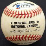 Roy Smalley Sr. Autographed Official NL Baseball Milwaukee Braves, Chicago Cubs Beckett BAS #F27492