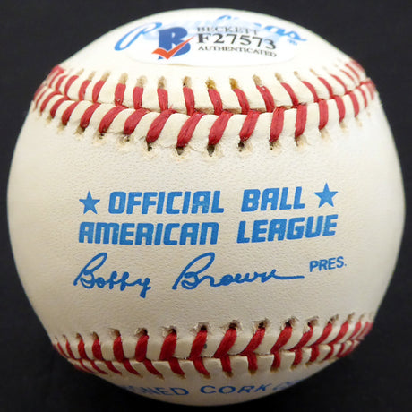 Tom Sturdivant Autographed Official AL Baseball New York Yankees "56 World Champs" Beckett BAS #F27573