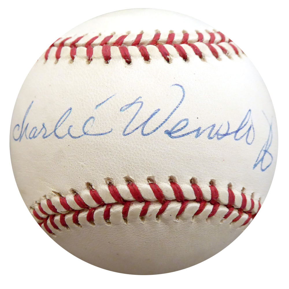 Charlie Wensloff Autographed Official AL Baseball New York Yankees, Cleveland Indians Beckett BAS #F27830