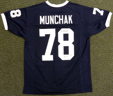 Penn State Nittany Lions Mike Munchak Autographed Blue Jersey Beckett BAS Stock #114984