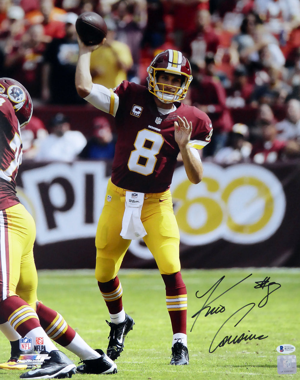 Kirk Cousins Autographed 16x20 Photo Washington Redskins Beckett BAS Stock #115083