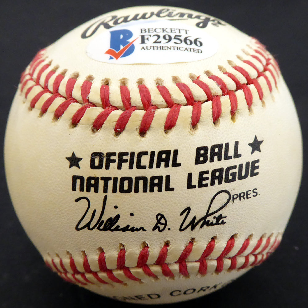 Bob Addis Autographed Official NL Baseball Chicago Cubs Beckett BAS #F29566