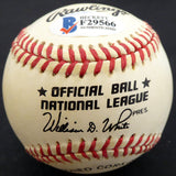 Bob Addis Autographed Official NL Baseball Chicago Cubs Beckett BAS #F29566