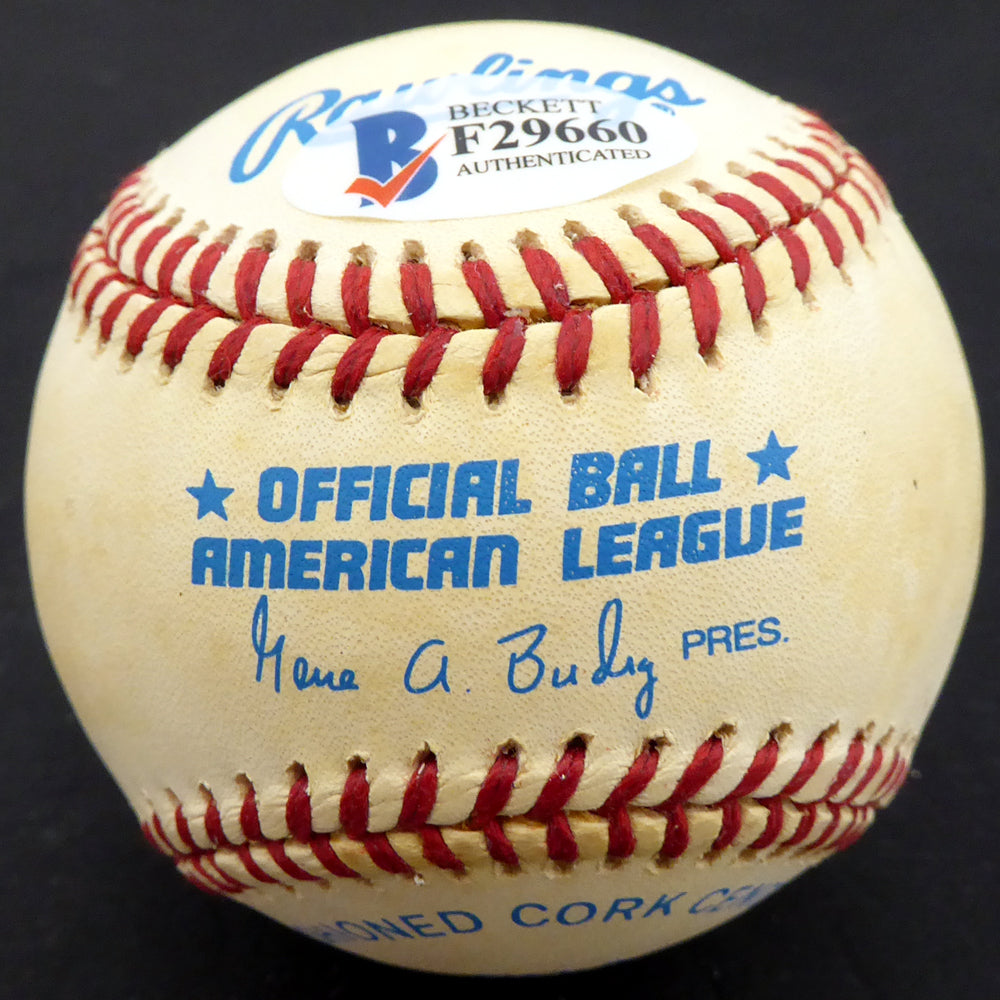 Herb Plews Autographed Official AL Baseball Boston Red Sox, Washington Senators Beckett BAS #F29660