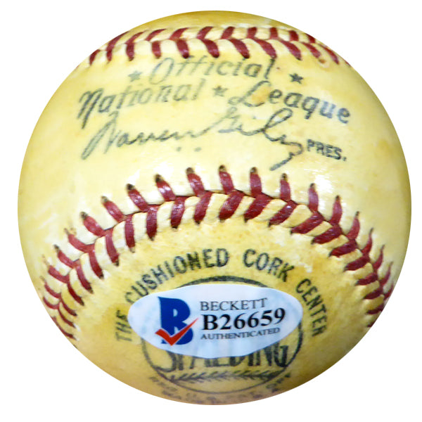 Forest "Woody" Jensen Autographed Official NL Giles Baseball Pittsburgh Pirates Vintage Beckett BAS #B26659