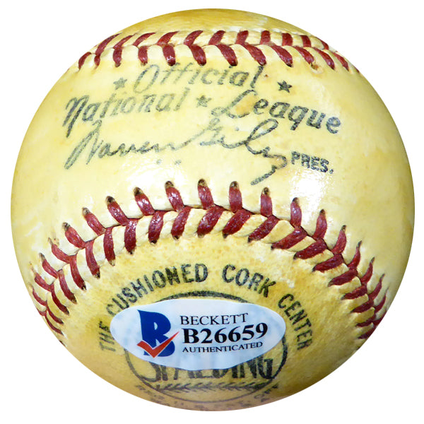 Forest "Woody" Jensen Autographed Official NL Giles Baseball Pittsburgh Pirates Vintage Beckett BAS #B26659